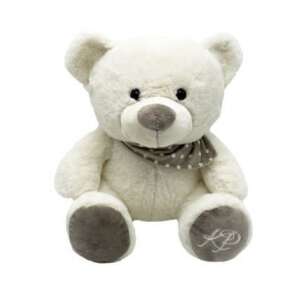 Figurină de pluș Tulilo Pearl Maci, 35 cm, ursuleț alb cu labe gri și o eșarfă - Tulilo
