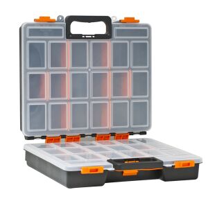 Cutie de depozitare universală Handy 10993 deschisă, organizator cu două fețe cu compartimente reglabile - Organizatori de scule și piese
