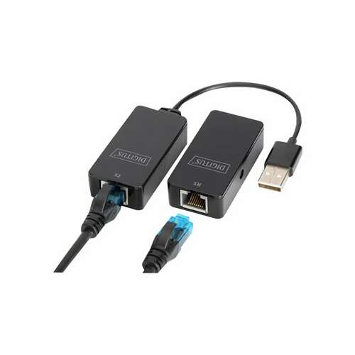 DIGITUS USB 2.0 Extender, przedłużacz sieciowy, USB przez Ethernet, przedłużacz USB przez kabel sieciowy, przedłużacz USB na duże odległości