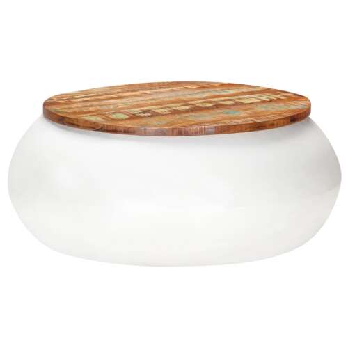 vidaXL fehér tömör újrahasznosított fa dohányzóasztal 68 x 68 x 30 cm 53709206