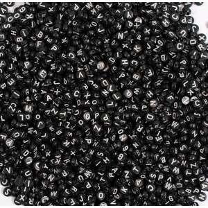 Set 500 margele negre plate cu litere 89690494 Perle, mărgele