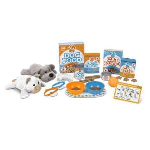 Melissa & Doug Pretend Play Pet Care Set, includes dog and cat plush toys, food bowls, treats, and more - Plush Toy