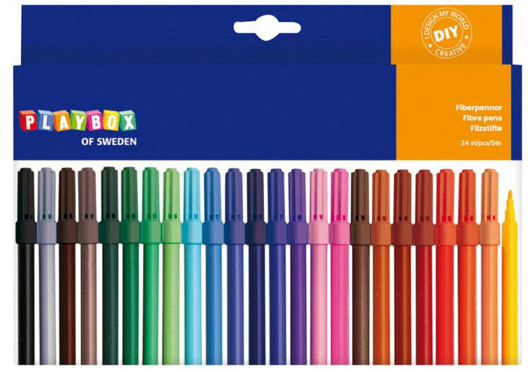 24-piece set of colored fine-tip pens