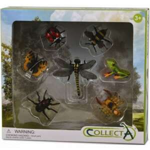 7 piece insect figure set, includes butterfly, dragonfly, ladybug, bee, frog, scorpion, and beetle, Collecta brand - Figure