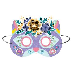 Avenir Diamond Art Cat Masks, a DIY craft kit for kids, featuring a purple cat mask with a flower crown - Toy