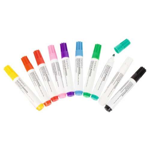 Beleduc 10 piece textile marker set, 10 different colors, for fabric, textile, and craft projects