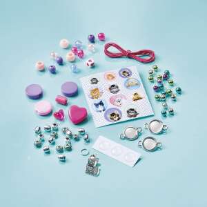 Macska karkötő készítő szett, gyöngyökkel, medálokkal és útmutatóval - Kreatív játék