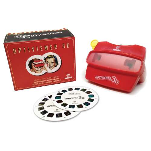 Svoora Optiviewer 3D red view master with 2 reels, Savannah and Ocean, 3D viewer for kids, vintage toy