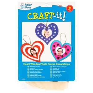 Baker Ross Craft-it! Heart Wooden Photo Frame Decorations, 8 pack, craft kit for kids, includes wooden heart frames, twine, and instructions - Baker Ross
