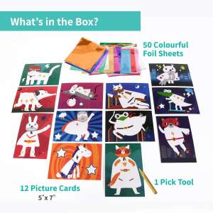 Chalk & Chuckles - Szuperhős Állatos Fólia Kreatív Játék - 50 Fólia