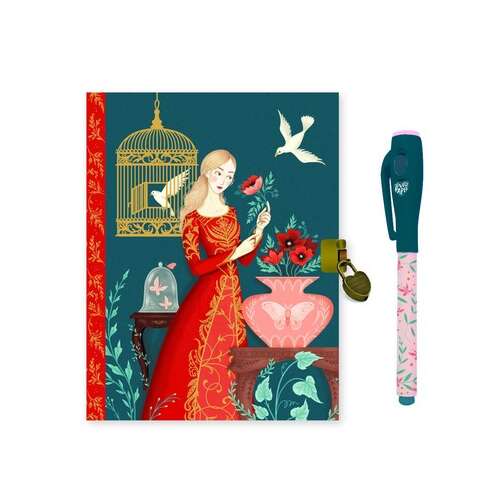 Djeco Zestaw Tajnego Dziennika dla Dziewczynek, z Magicznym Długopisem i Zamkiem