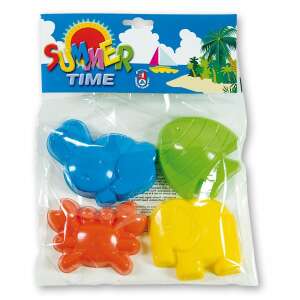 Set of 4 animal sand molds, includes a fish, crab, turtle, and elephant, perfect for kids to play in the sandbox - Inflatable Toy & Beach Toy