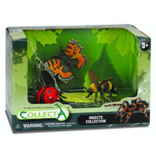 Collecta Insects Collection, 3 pack of realistic hand-painted insect figures, includes ladybug, butterfly, bee and spider