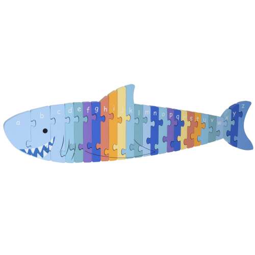 Orange Tree Toys cápa ábécé puzzle, fa puzzle gyerekeknek, tanulj az ábécét, 26 darab, 1-5 éveseknek