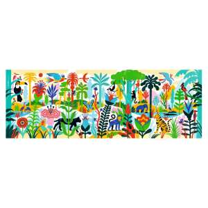 Djeco Puzzle Gallery Jungle 100 de piese, animale și plante din junglă colorate, puzzle de format mare - Puzzle