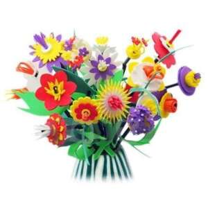 Foam flower bouquet, 48 colorful flowers, made with foam sheets and straws, creative craft activity for kids - Toy