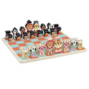 Vilac Prima mea partidă de șah, tablă de șah din lemn cu piese de șah în formă de animale, colorată și distractivă pentru copii - Domino, șah