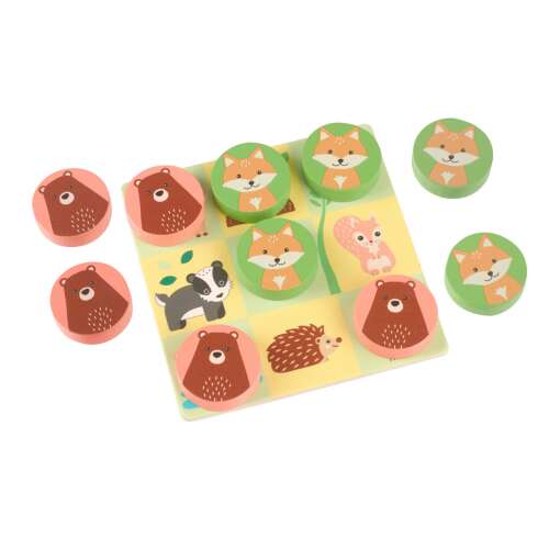 Orange Tree Toys Wooden Tic Tac Toe Game with Forest Animals
