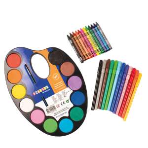 Playbox of Sweden watercolor, crayon and marker set, starter set, 12 colors, 10 sheets of paper - Playbox