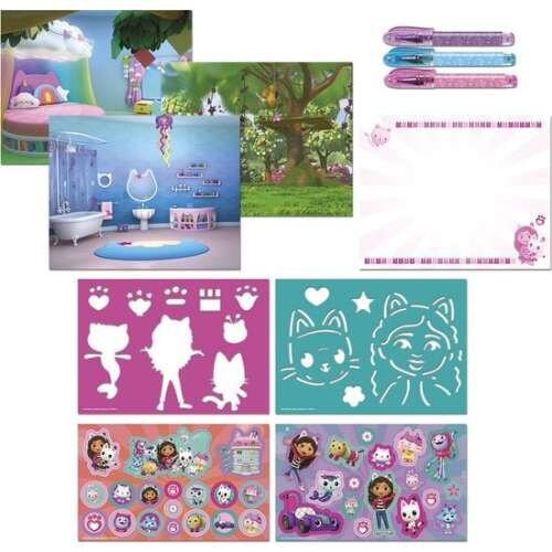 Gabby's Dollhouse Creative Activity Book with stencils, stickers, and gel pens