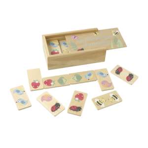 Spring Garden Dominoes by Orange Tree Toys, wooden dominoes with spring garden theme, 28 pieces in a wooden box - Orange Tree Toys