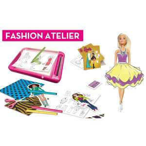 Комплект Barbie Fashion Atelier с кукла, дъска за рисуване, шаблони и аксесоари - Lisciani