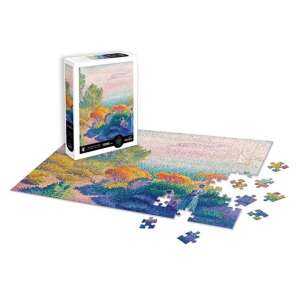 Puzzle cu 1000 de piese cu Două femei pe malul mării de Henri-Edmond Cross, arătând piesele puzzle-ului și cutia - Puzzle 3D & Puzzle cu burete