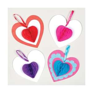 Baker Ross Heart Honeycomb Decorations, 5 pack, craft kit for making heart decorations - Baker Ross