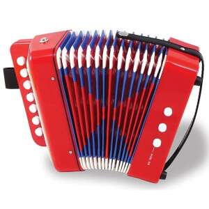 Red and blue children's accordion with buttons, musical instrument for kids - Vilac