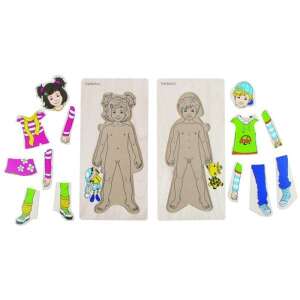 Beleduc Holz-Anziehpuzzle für Kinder, mit einem Mädchen und einem Jungen, mit separaten Teilen für Kleidung und Accessoires - Puzzle