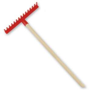 Piros Androni Giocattoli gereblye gyerekeknek, 64 cm hosszú, fa nyéllel - Androni