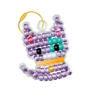 Avenir Fun Bead Charm Create My Own Cat - finished cat charm made with colorful beads, including UV color changing beads, and fuzzy wire - Bead & Bead Stringing Kit