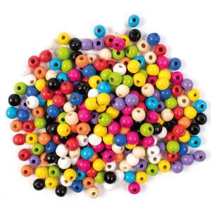 200 piece colorful wooden beads, 10mm, for jewelry making, crafts, and DIY projects - Playbox