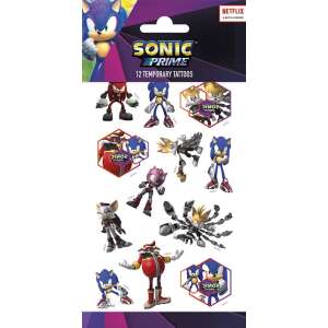 Sonic Prime temporary tattoos, 12 pack, featuring Sonic, Tails, Knuckles, Amy, and more - Tattoo