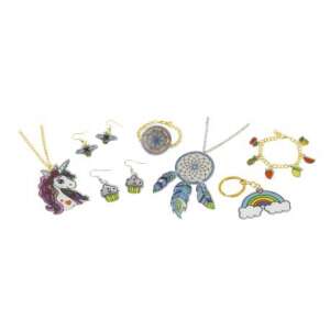 Buki France Be Teens shrink plastic jewelry making kit, 7 pieces, includes unicorn, dreamcatcher, rainbow, cupcake, bee, and strawberry designs - Jewelry Making Kit