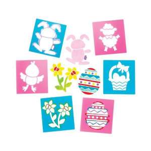 Baker Ross Easter Stencil Set of 6, includes bunny, chick, sheep, basket, flower, and egg stencils - Baker Ross