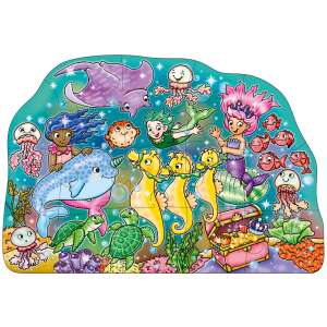 Orchard Toys Mermaid Fun Puzzle cu 15 piese, cu sirene, creaturi marine și o ladă cu comori - Puzzle