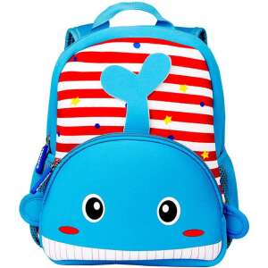 Blue whale kids backpack, Balenuta, red and white stripes, kindergarten, preschool, toddler - Preschool Backpack, Bag