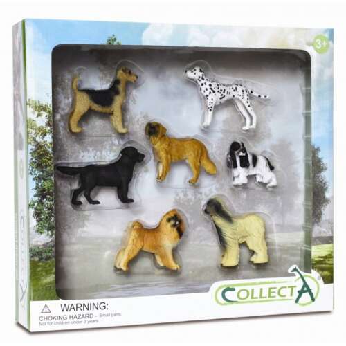 Collecta 7 piece dog figurine set, includes 7 different dog breeds, perfect for imaginative play and learning about different dog breeds