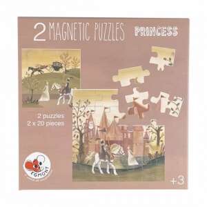 Puzzle magnetic Egmont Toys cu prințese, 2 puzzle cu 20 piese fiecare - Joc de construcție magnetic