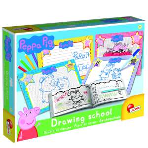 Peppa Pig Szkoła Rysowania, kreatywna gra edukacyjna dla dzieci z postaciami Peppa Pig, w zestawie tablice do rysowania, markery i zeszyt - Lisciani
