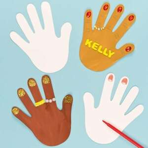 Baker Ross Handprint Craft Kit, 10 blank handprint templates for decorating with markers, crayons, glitter, and more - Baker Ross