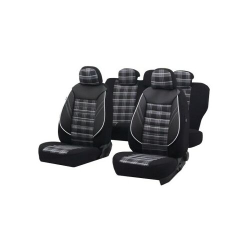 Set universal de huse sport pentru scaune auto - Plaid negru și gri