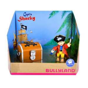 Bullyland Captain Sharky Pirate Figure Set, 2 pieces, 7 cm, includes Captain Sharky and treasure chest - Bullyland