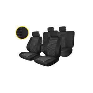 Traffic Black 003 car seat covers, full set with 5 headrests, black fabric with white stitching - Nonbrand Car seat cover