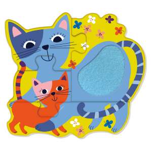 Avenir Touch Puzzle Farm - Cat puzzle, featuring a mother cat and her kitten, with textured felt pieces - Baby Puzzle