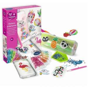 Art Creations Diamond Stickers craft kit for kids, create unique stickers with thousands of colorful diamonds, includes 16 stickers, tools and instructions - Sentosphere