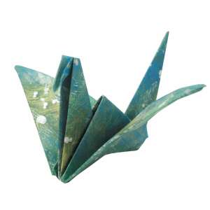 Origami macara din hârtie albastră și verde cu puncte albe - Nonbrand Jocuri si jucarii creative