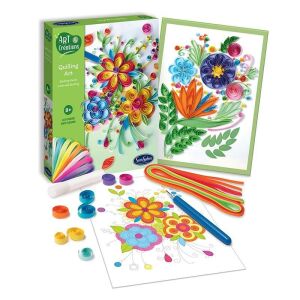 ArtCreations Quilling Flower Kit with colorful paper strips, quilling tool, glue, and instructions - Sentosphere