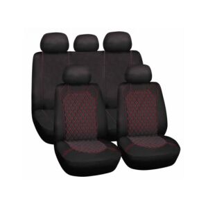 Bottari Spiderweb universal car seat cover set, 10 pieces, black and red, front and rear seats - Bottari
